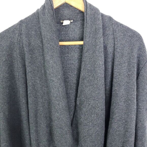 J Crew Sweater Womens L Cardigan Oversized Draped Collar Dark Gray Mid Weight - Picture 2 of 9